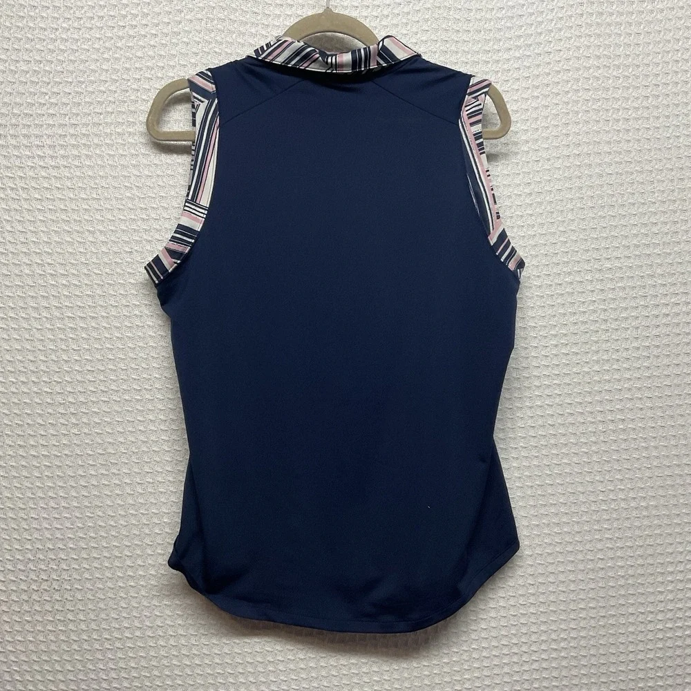 Adidas Women's Ultimate 365 Printed Sleeveless Polo Size L‎ Large Navy Worn Once